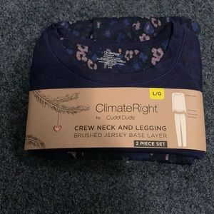 “ClimateRight” cuddleduds, indigo with leopard print, size L (14-16)